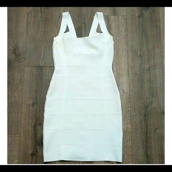 Guess White Bandage Dress Size L Strap Detail in Back. Like New. Only worn once - Picture 4 of 11